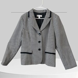 DANILLO Black and White Houndstooth Blazer with Notched Lapels